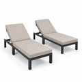 2er Set Gartenliegen, Aluminium Schwarz, 200x65x35 cm