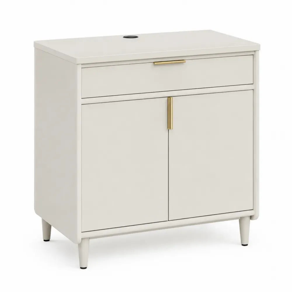 Beige MDF Kommode mit Schublade und Türen