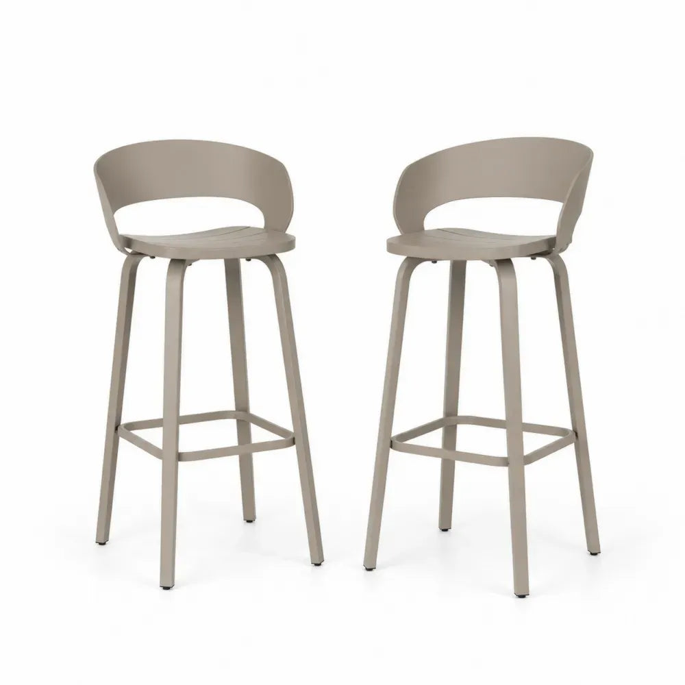 2er Set Barhocker mit Lehne aus Polypropylen in Beige 75 cm