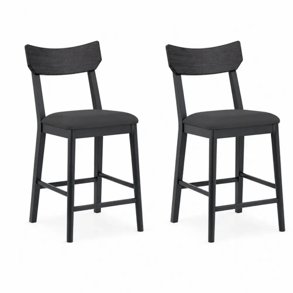 2er-Set Barhocker Schwarz Eichenholz Stahl