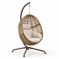 Hängesessel aus Polyrattan mit Stahlgestell, Beige