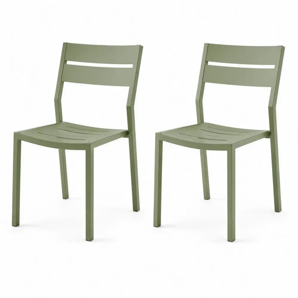 2er-Set Aluminium Gartenstühle in Grün