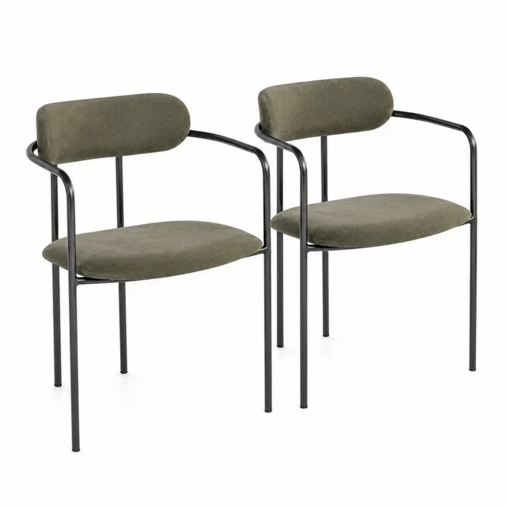 Esszimmerstühle 2er Set, Metall, Polyester, Grün