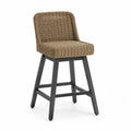 Barhocker aus Rattan Beige mit Metallrahmen