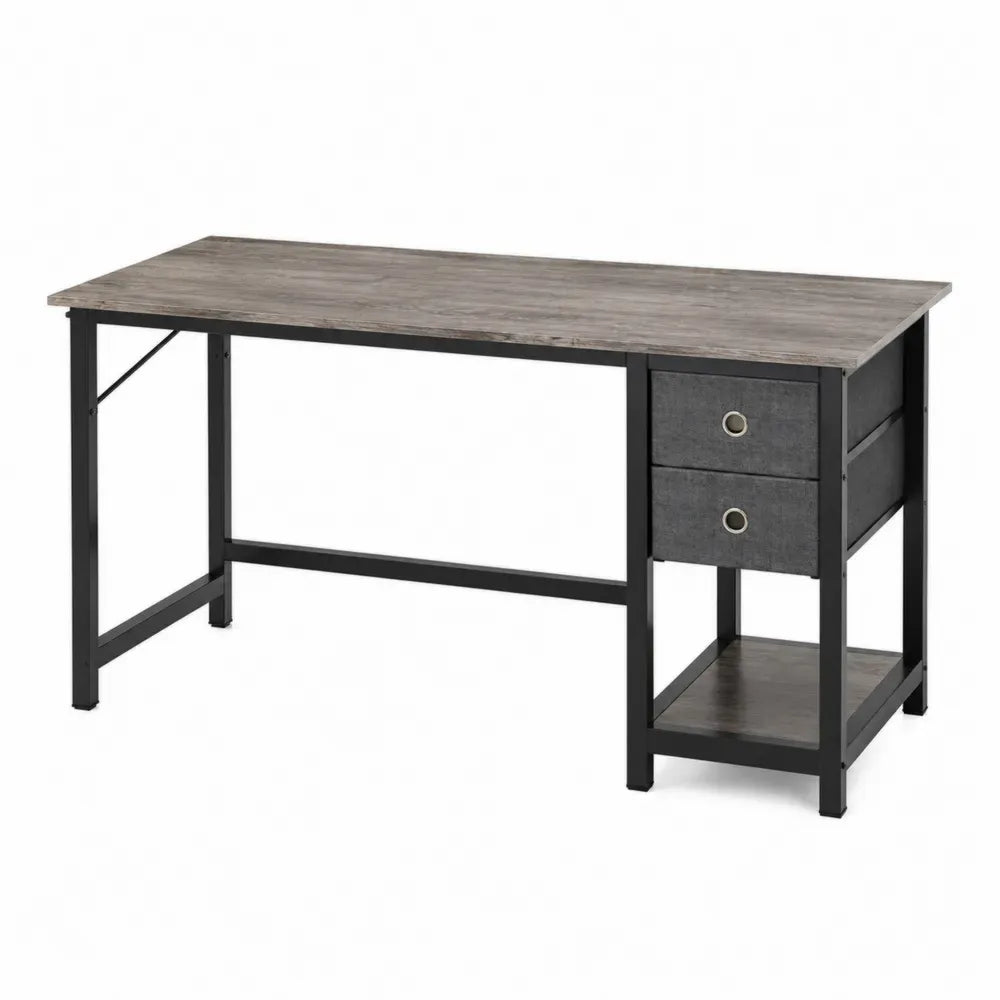 Schreibtisch mit Metallrahmen und MDF-Oberfläche, 120x60x75 cm, Grau/Schwarz
