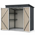 Metall Gartenhaus mit Doppeltüren 213x130x173 cm Zinkstahl Grau/Beige