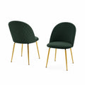 Grüne Samtstühle 2er-Set mit Metallbeinen