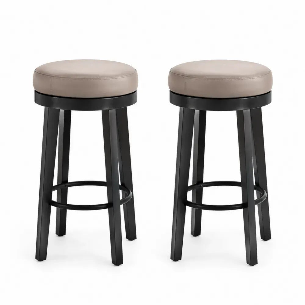 2er-Set Drehbare Barhocker aus Kunstleder und Holz