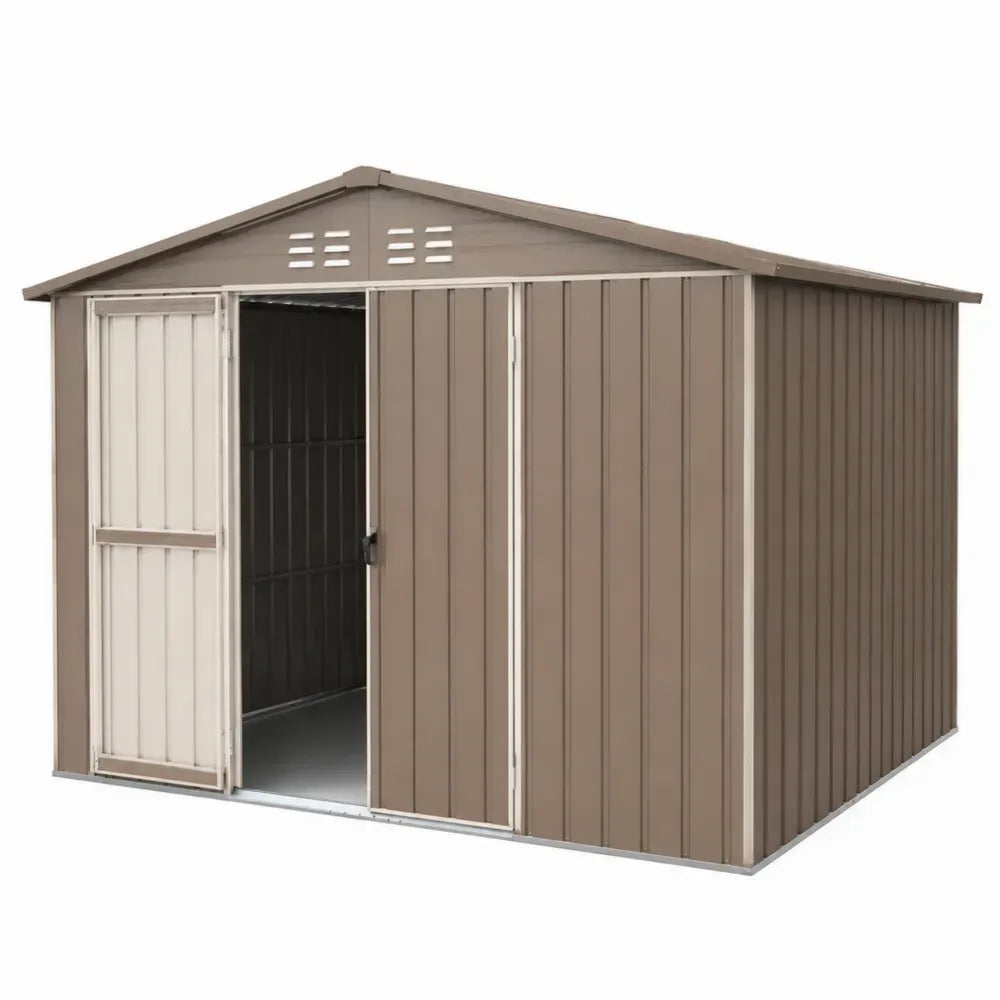Gartenhaus aus verzinktem Metall mit Schiebetüren Braun 213x130x173 cm