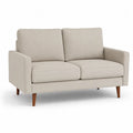 2-Sitzer Sofa Stoff mit Eichenholzbeinen Beige