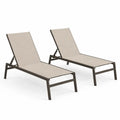 2er Set Sonnenliegen mit Metallgestell und Textilene in Beige, verstellbar