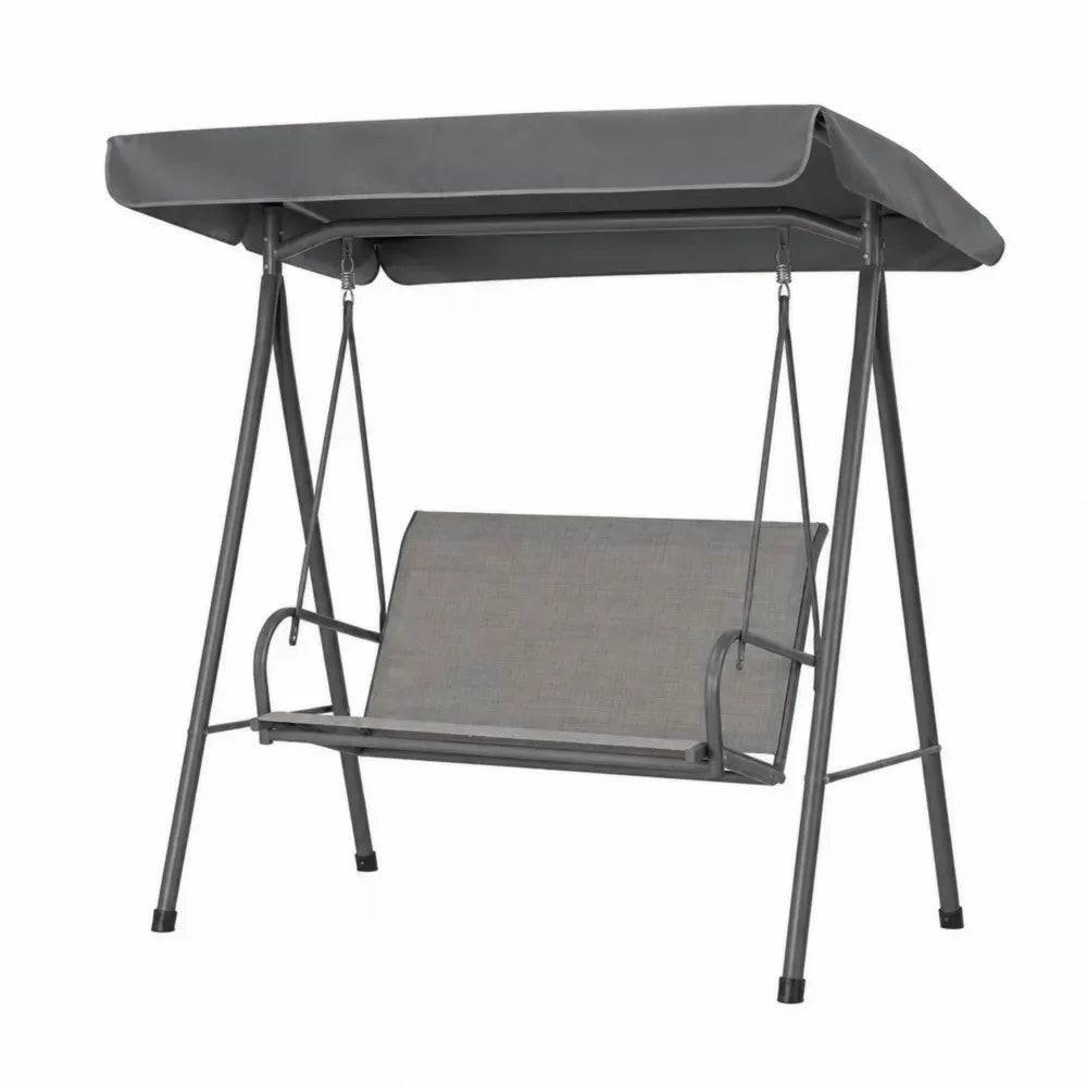 Gartenschaukelstuhl Metall Grau mit Polyester Dach 170x110x153 cm