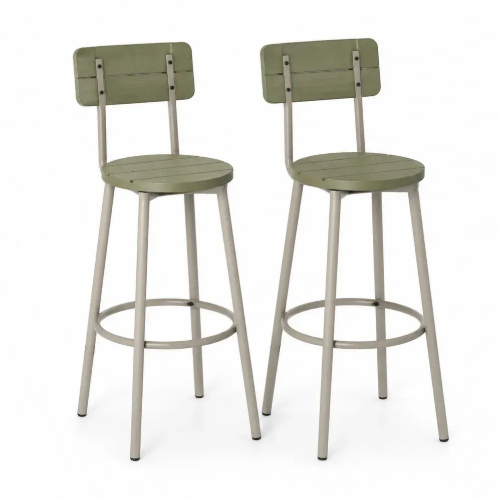 2er Set Barhocker aus pulverbeschichtetem Metall, grün