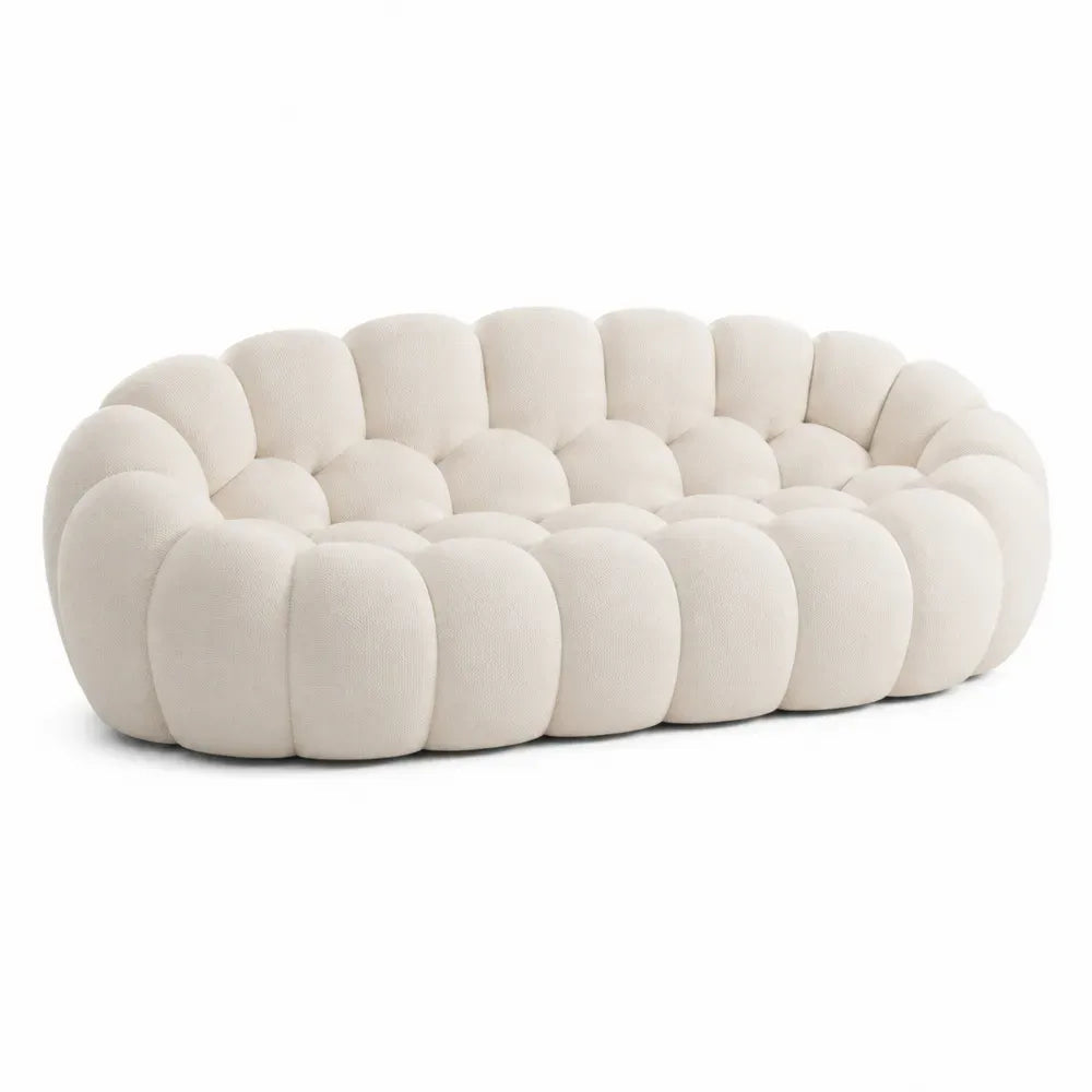 Ovales Sofa Beige Stoff 200x100x70 cm
