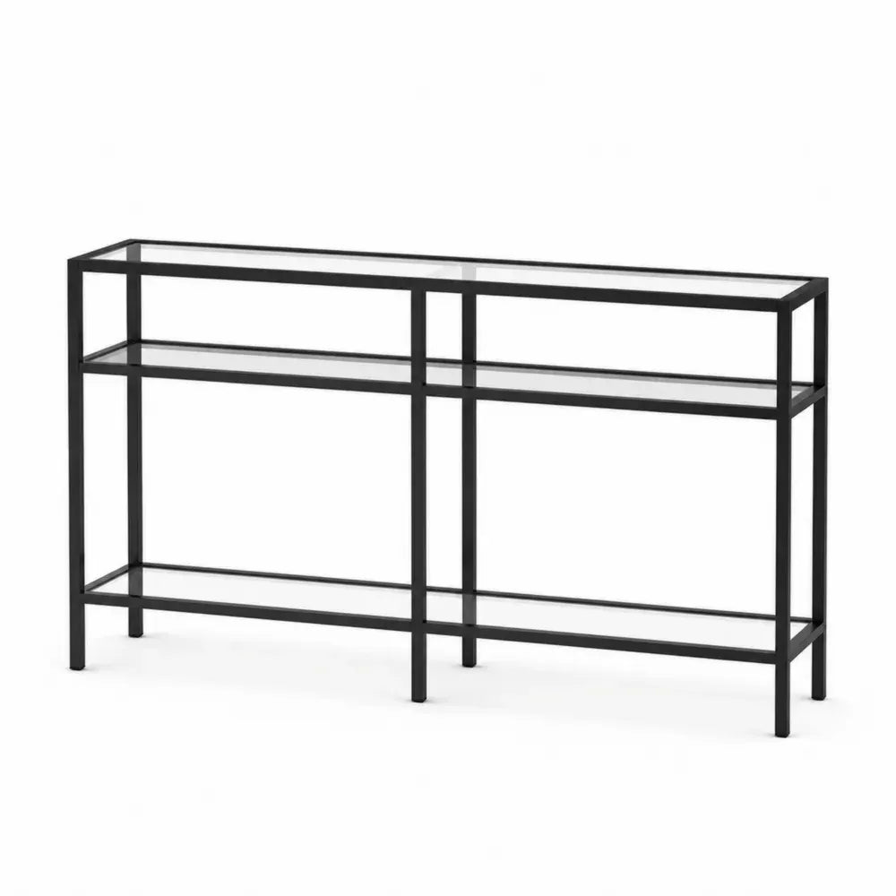 Konsolentisch Glas Metall schwarz 120x75x30cm