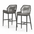 Set aus 2 Barhockern Grau Aluminium Polyesterseil Sitzhöhe 75 cm