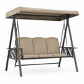 Garten-Schaukelstuhl 3-Sitzer aus Stahl Beige
