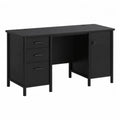 Schreibtisch aus MDF mit Schubladen und Schrank Schwarz 140x60x75 cm